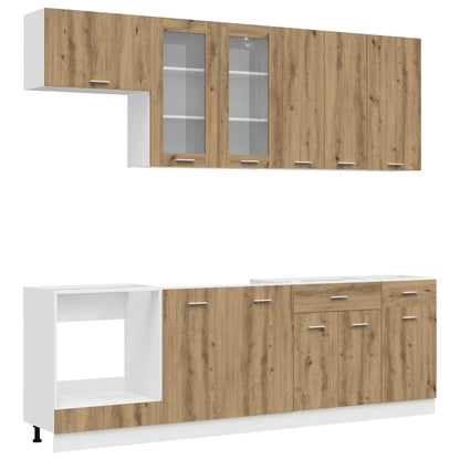 vidaXL Kitchen Unit LYON 8 pcs Artisan Oak Engineered Wood