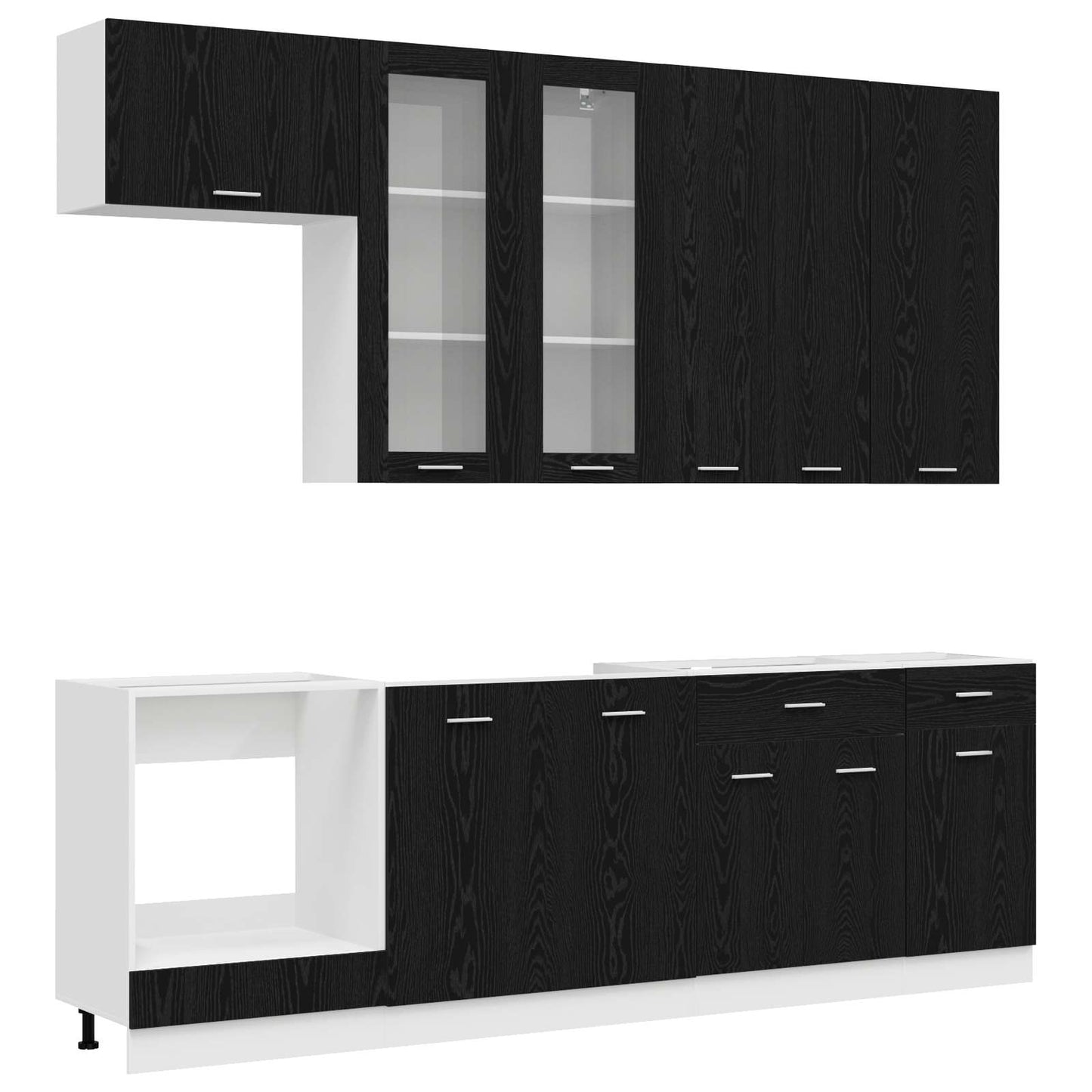 vidaXL Kitchen Unit LYON 8 pcs Black Oak Engineered Wood