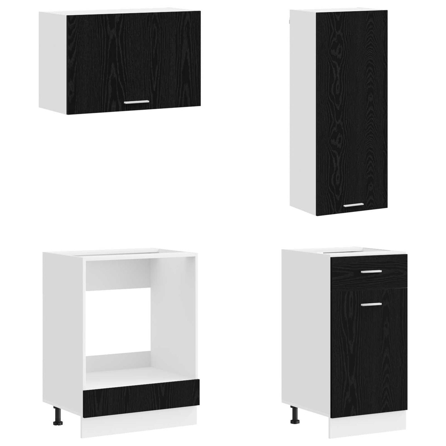 vidaXL Kitchen Unit LYON 8 pcs Black Oak Engineered Wood