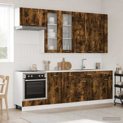 vidaXL Kitchen Unit LYON 8 pcs Smoked Oak Engineered Wood