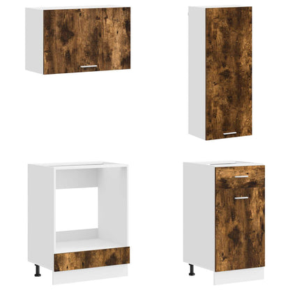 vidaXL Kitchen Unit LYON 8 pcs Smoked Oak Engineered Wood