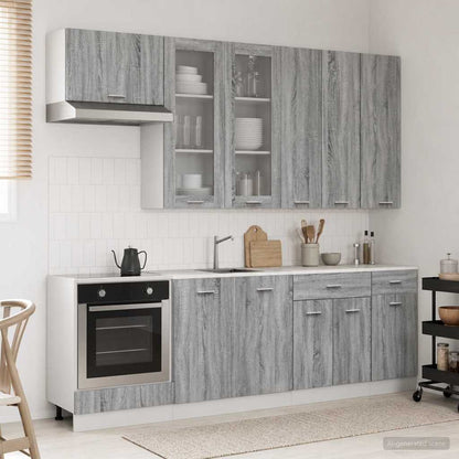 vidaXL Kitchen Unit LYON 8 pcs Grey Sonoma Engineered Wood
