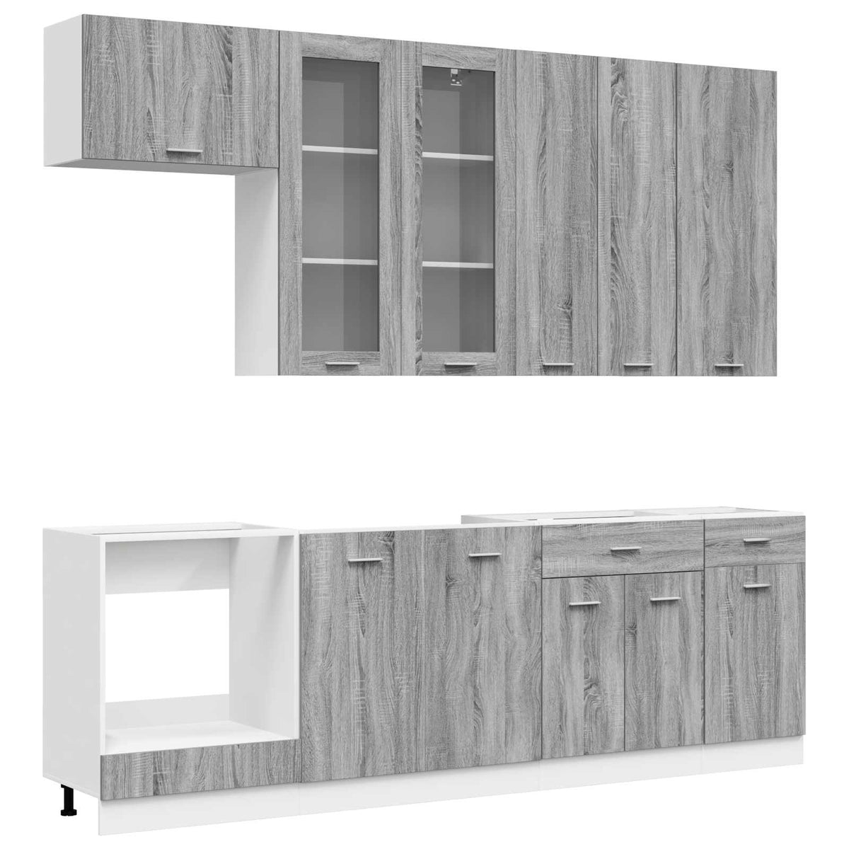 vidaXL Kitchen Unit LYON 8 pcs Grey Sonoma Engineered Wood