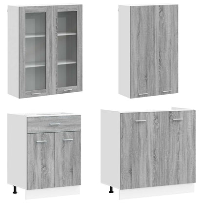 vidaXL Kitchen Unit LYON 8 pcs Grey Sonoma Engineered Wood