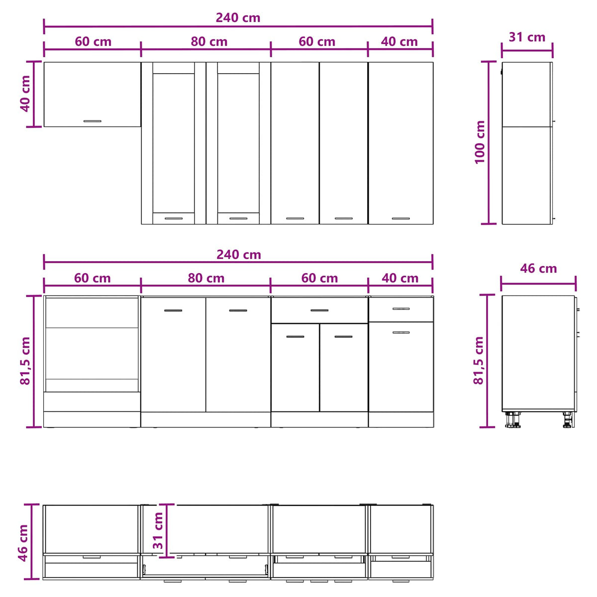 vidaXL Kitchen Unit LYON 8 pcs Grey Sonoma Engineered Wood
