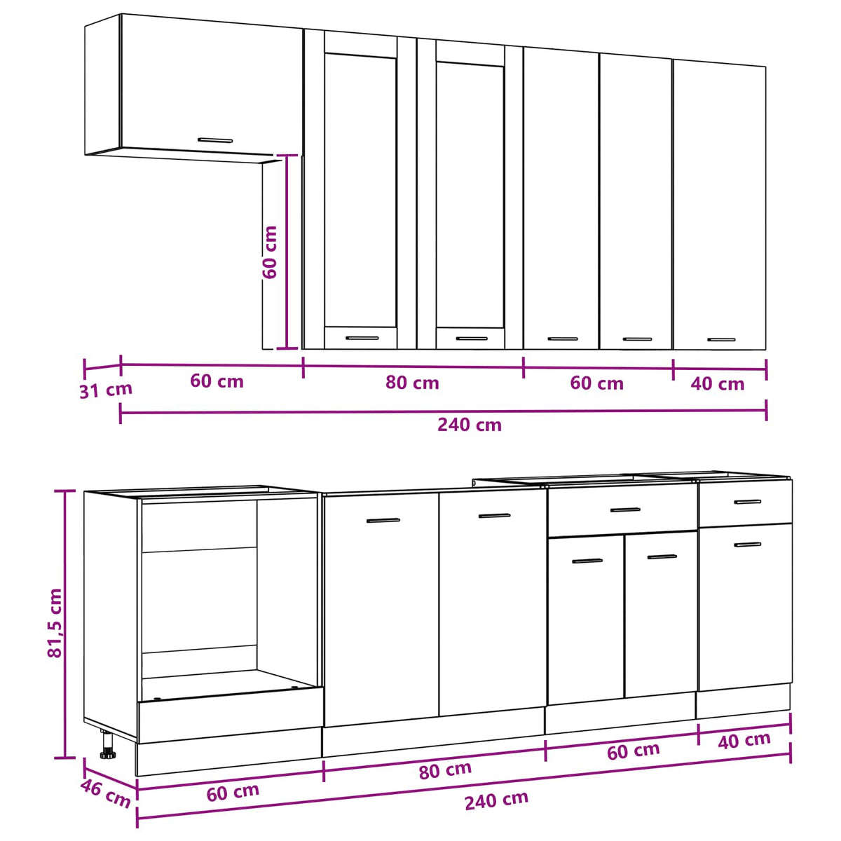vidaXL Kitchen Unit LYON 8 pcs Grey Sonoma Engineered Wood