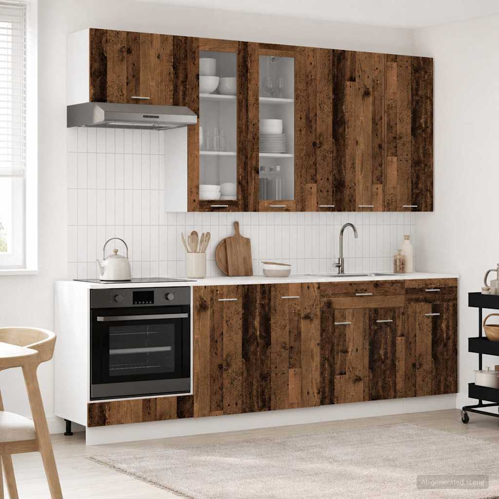 vidaXL Kitchen Unit LYON 8 pcs Old Wood Engineered Wood
