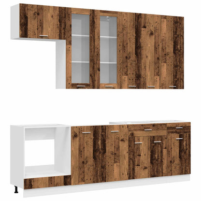 vidaXL Kitchen Unit LYON 8 pcs Old Wood Engineered Wood