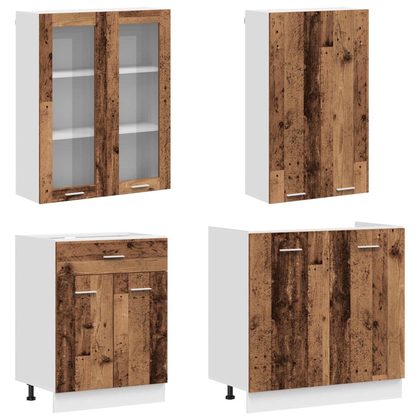 vidaXL Kitchen Unit LYON 8 pcs Old Wood Engineered Wood