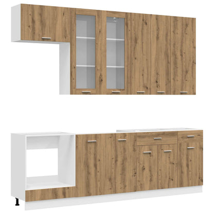 vidaXL Kitchen Unit LYON 8 pcs Artisan Oak Engineered Wood