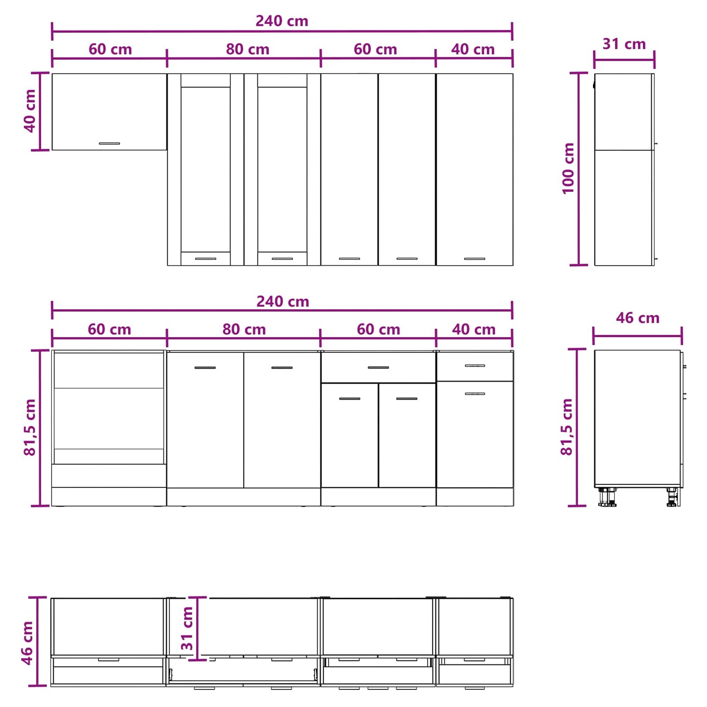 vidaXL Kitchen Unit LYON 8 pcs Artisan Oak Engineered Wood