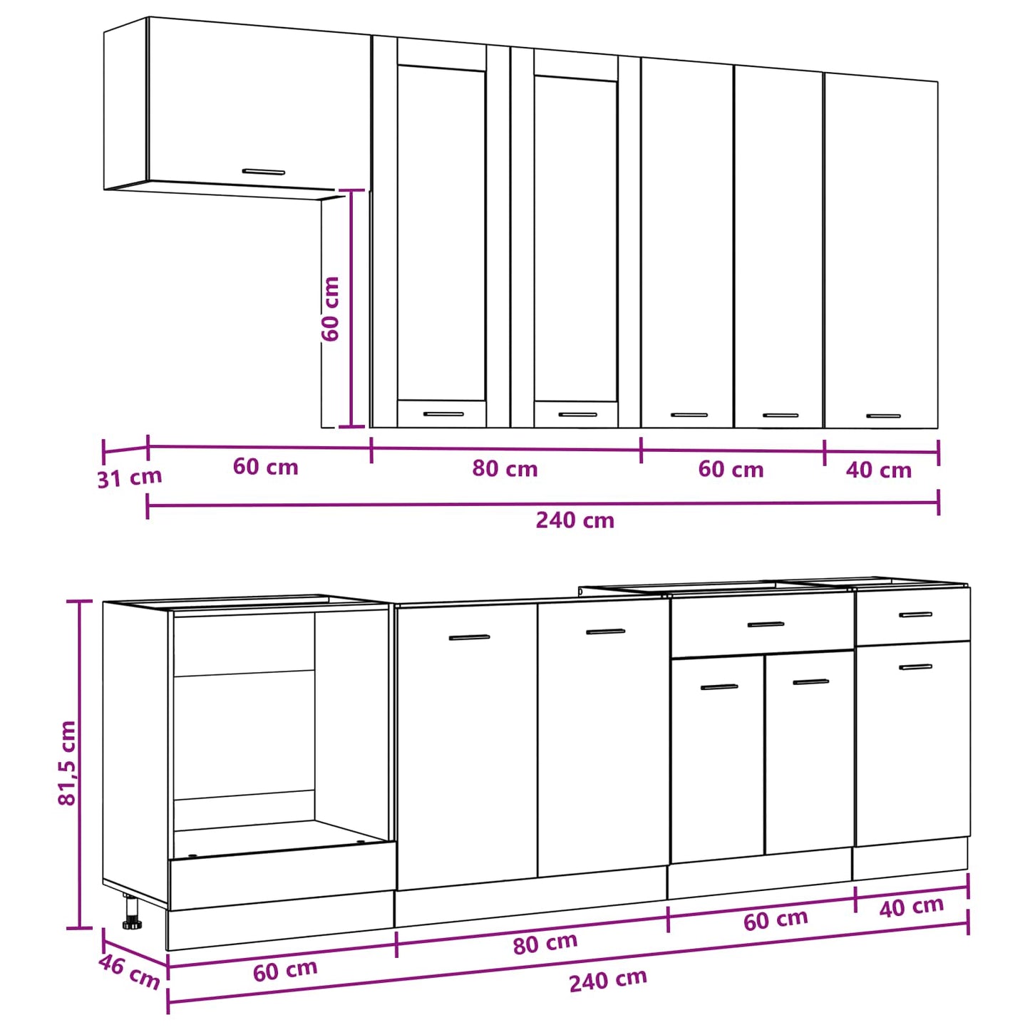 vidaXL Kitchen Unit LYON 8 pcs Artisan Oak Engineered Wood