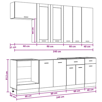 vidaXL Kitchen Unit LYON 8 pcs Artisan Oak Engineered Wood