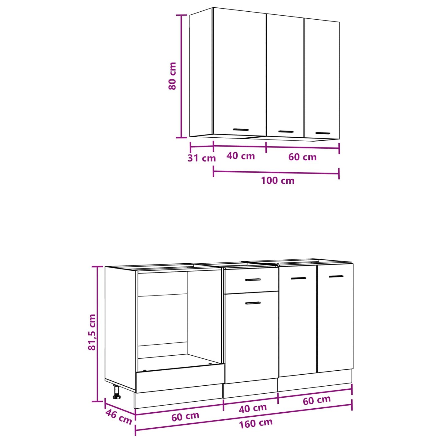 vidaXL Kitchen Unit LYON 5 pcs White Engineered Wood