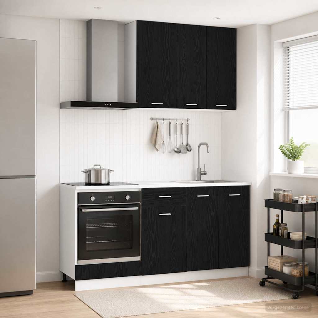 vidaXL Kitchen Unit LYON 5 pcs Black Oak Engineered Wood