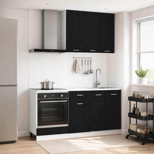 vidaXL Kitchen Unit LYON 5 pcs Black Oak Engineered Wood