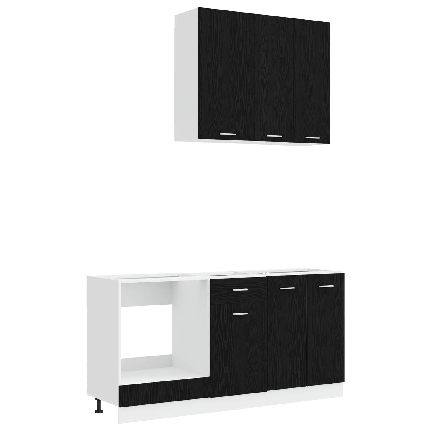 vidaXL Kitchen Unit LYON 5 pcs Black Oak Engineered Wood