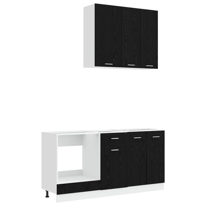 vidaXL Kitchen Unit LYON 5 pcs Black Oak Engineered Wood