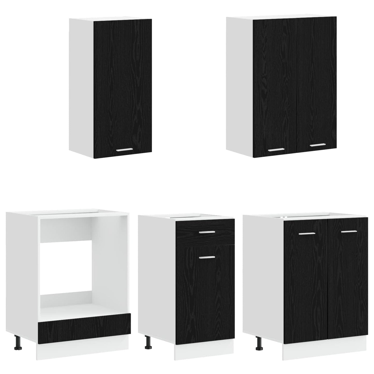 vidaXL Kitchen Unit LYON 5 pcs Black Oak Engineered Wood