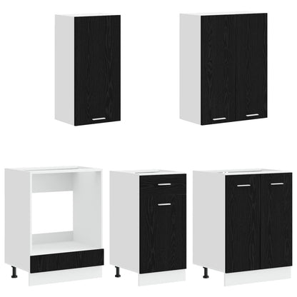vidaXL Kitchen Unit LYON 5 pcs Black Oak Engineered Wood