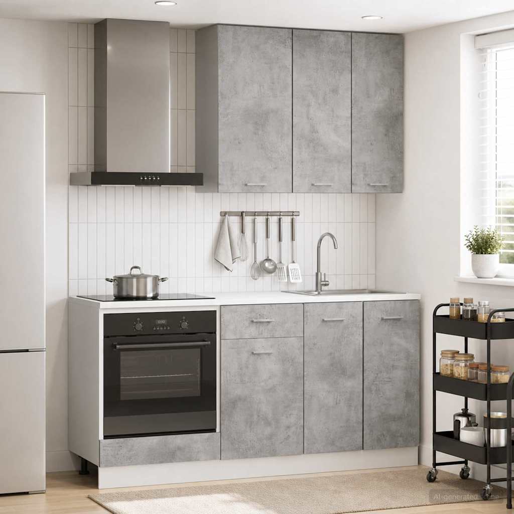 vidaXL Kitchen Unit LYON 5 pcs Concrete Grey Engineered Wood