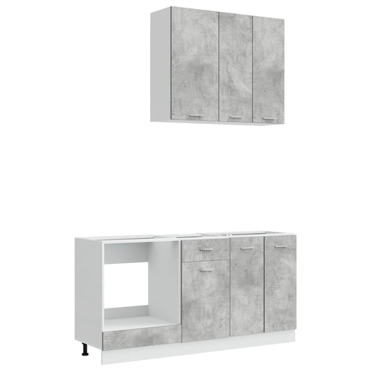vidaXL Kitchen Unit LYON 5 pcs Concrete Grey Engineered Wood