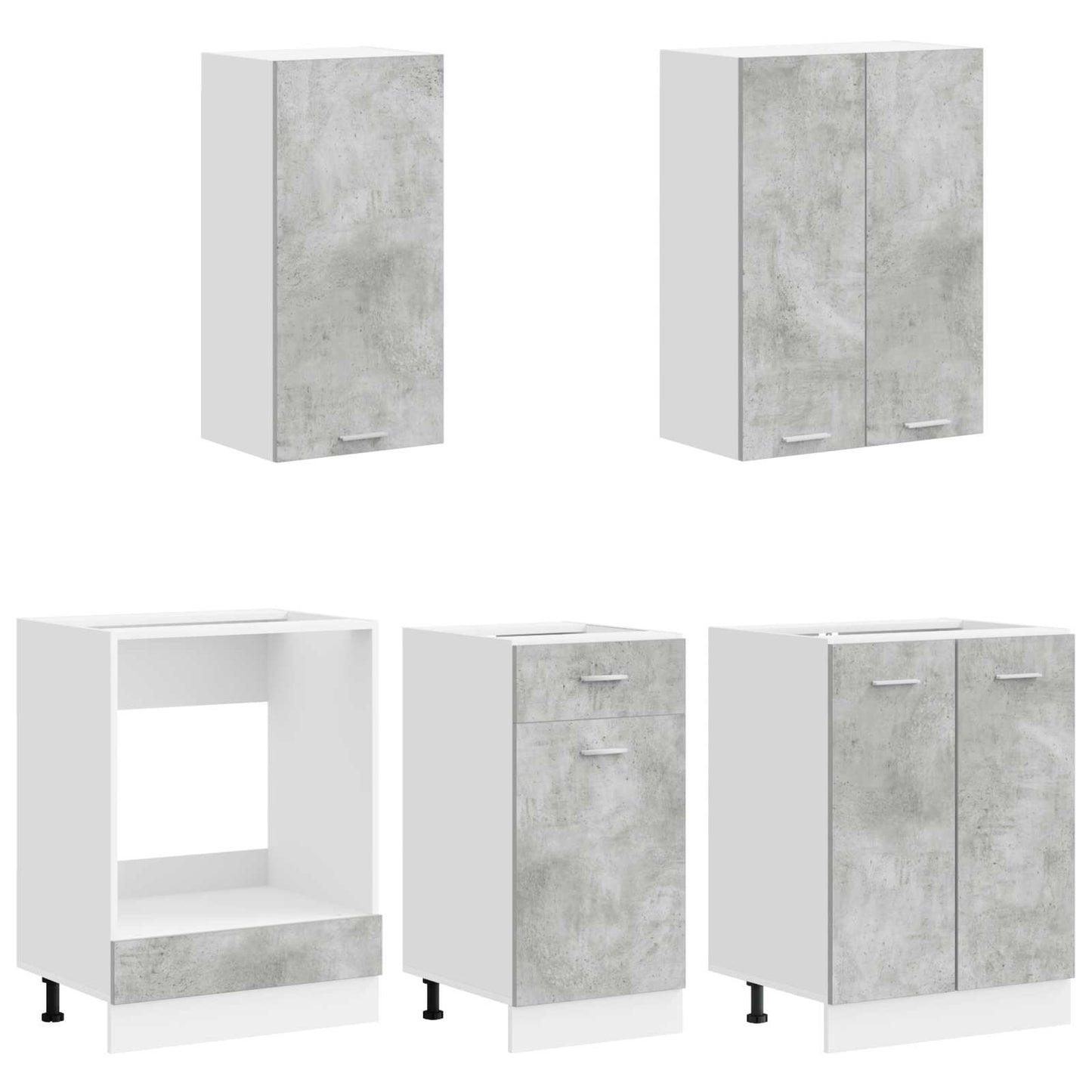 vidaXL Kitchen Unit LYON 5 pcs Concrete Grey Engineered Wood