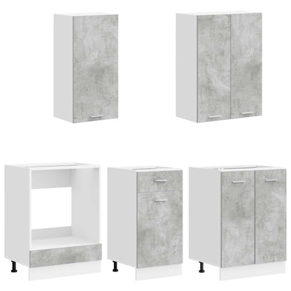 vidaXL Kitchen Unit LYON 5 pcs Concrete Grey Engineered Wood