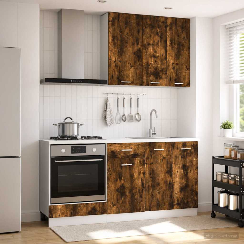 vidaXL Kitchen Unit LYON 5 pcs Smoked Oak Engineered Wood