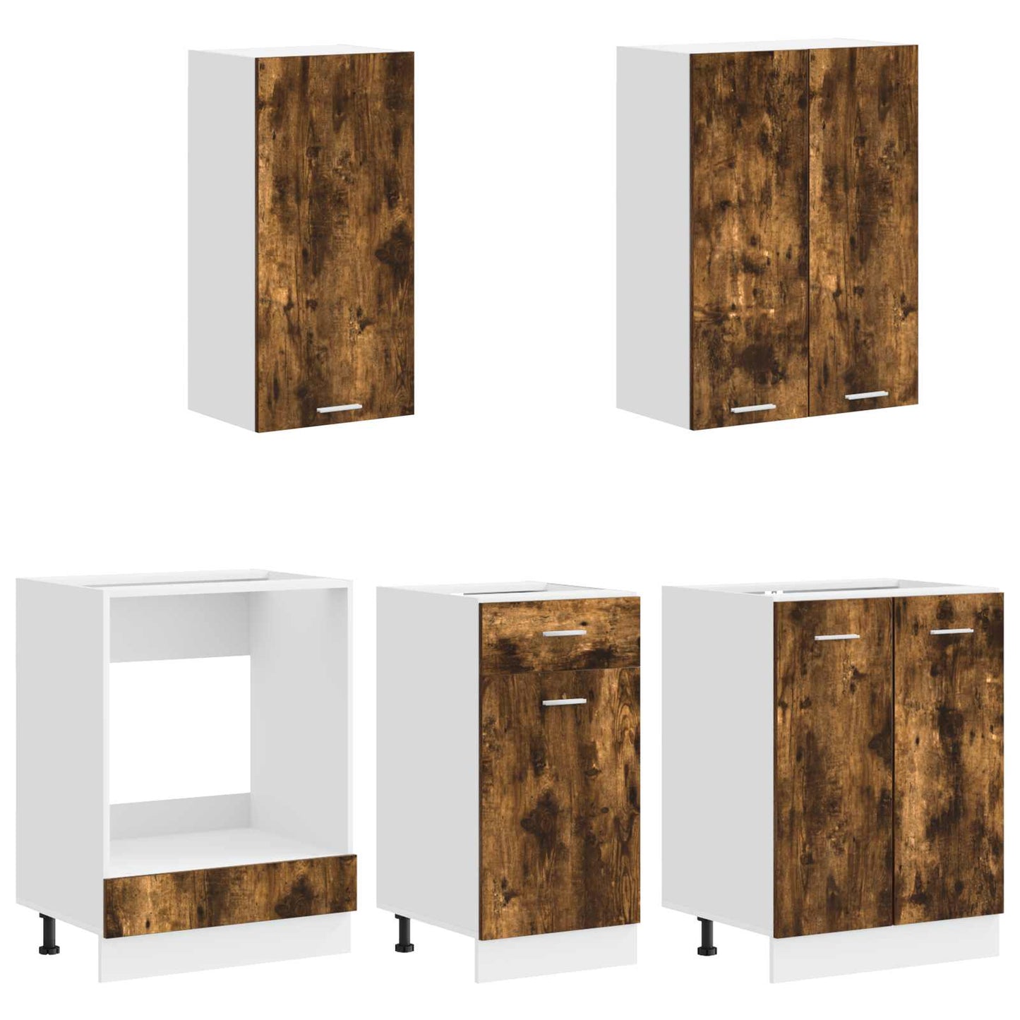 vidaXL Kitchen Unit LYON 5 pcs Smoked Oak Engineered Wood