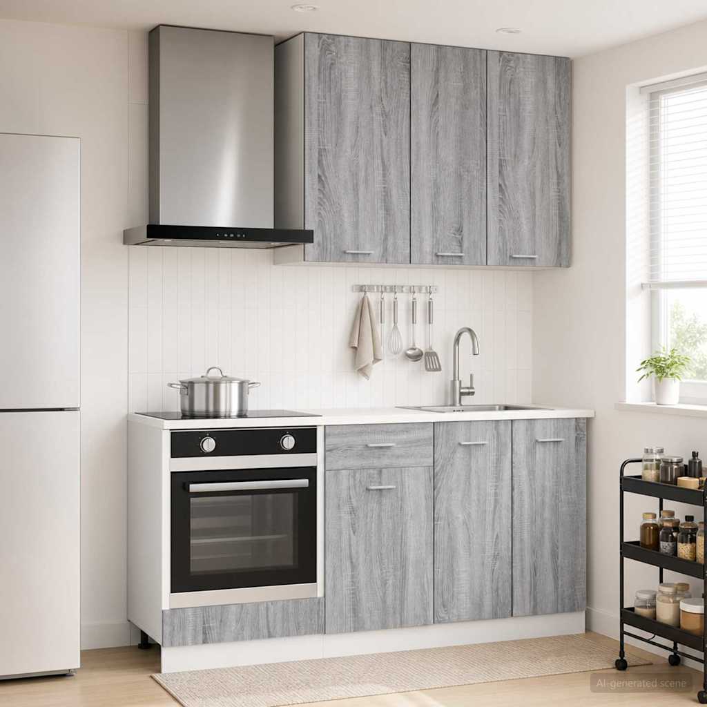 vidaXL Kitchen Unit LYON 5 pcs Grey Sonoma Engineered Wood