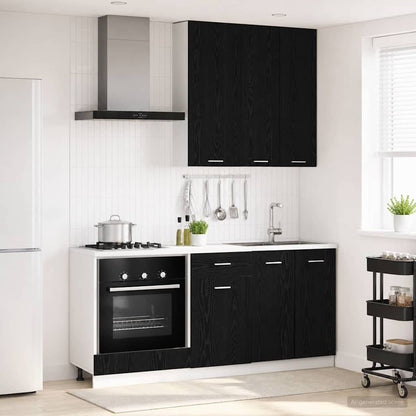 vidaXL Kitchen Unit LYON 5 pcs Black Oak Engineered Wood