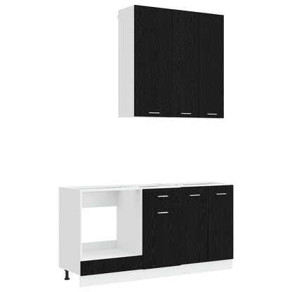 vidaXL Kitchen Unit LYON 5 pcs Black Oak Engineered Wood