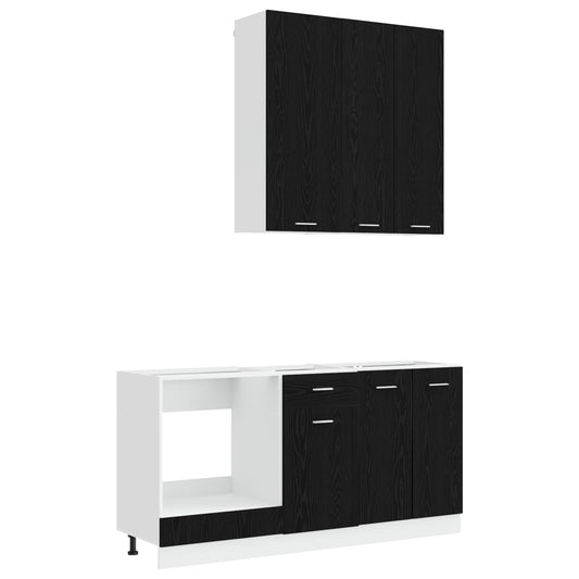 vidaXL Kitchen Unit LYON 5 pcs Black Oak Engineered Wood