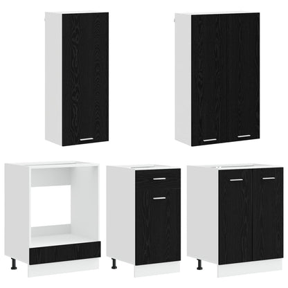 vidaXL Kitchen Unit LYON 5 pcs Black Oak Engineered Wood