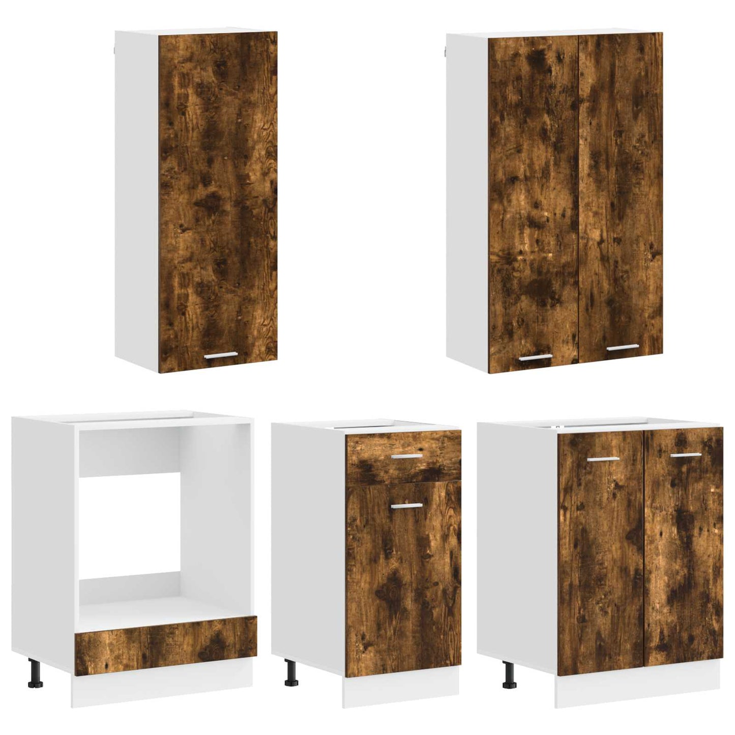 vidaXL Kitchen Unit LYON 5 pcs Smoked Oak Engineered Wood