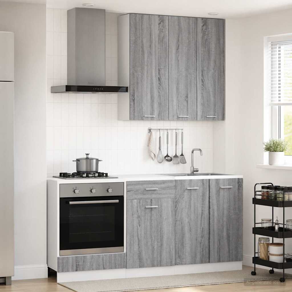 vidaXL Kitchen Unit LYON 5 pcs Grey Sonoma Engineered Wood
