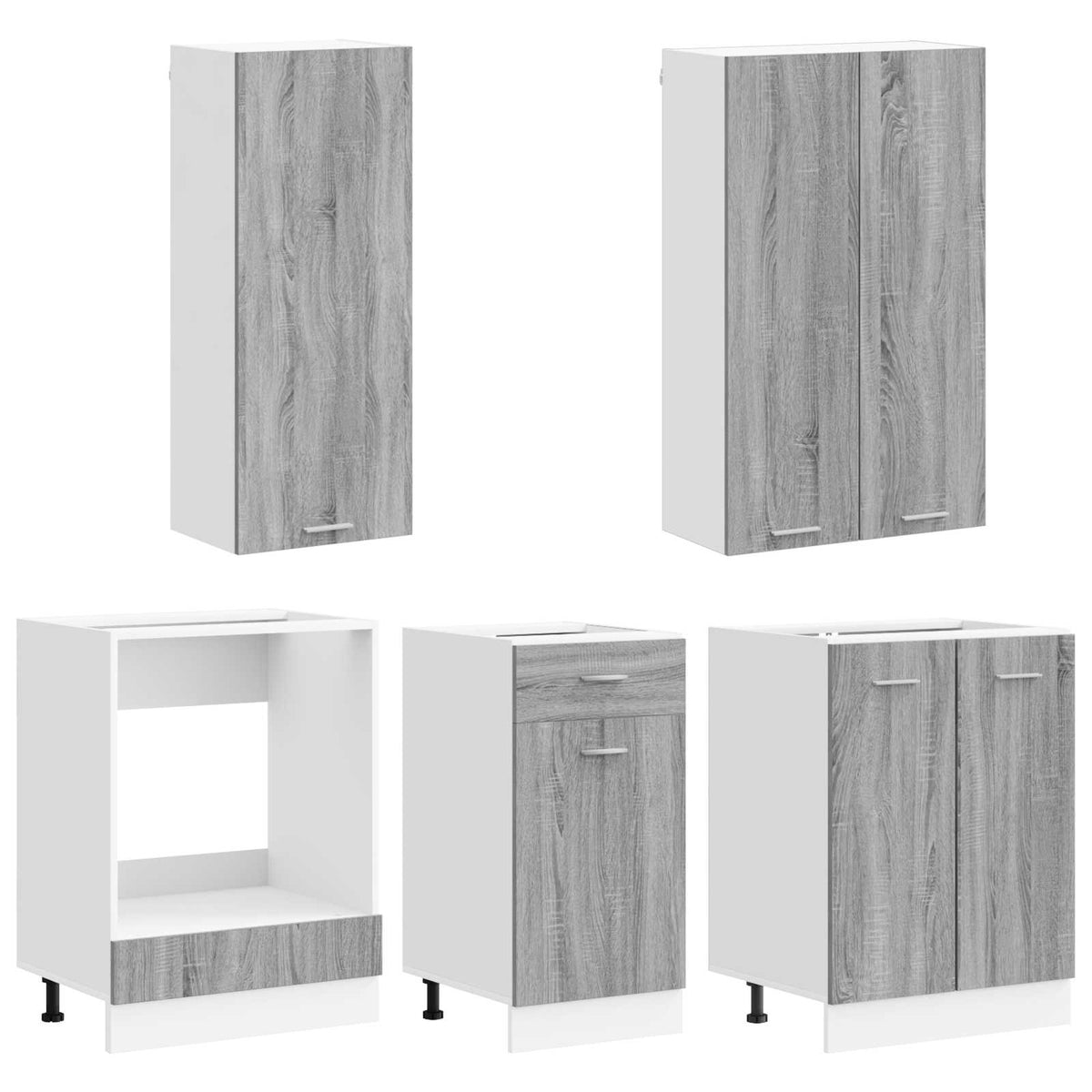 vidaXL Kitchen Unit LYON 5 pcs Grey Sonoma Engineered Wood