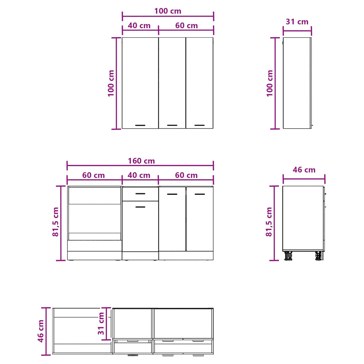 vidaXL Kitchen Unit LYON 5 pcs Grey Sonoma Engineered Wood
