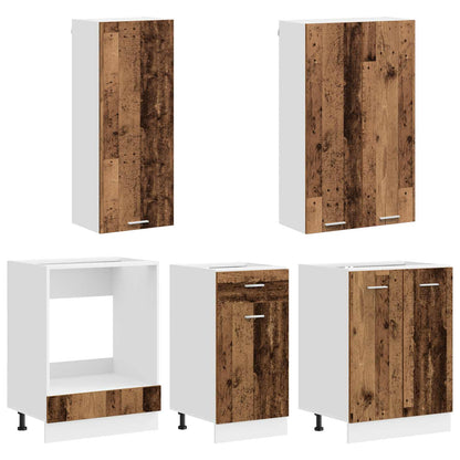 vidaXL Kitchen Unit LYON 5 pcs Old Wood Engineered Wood