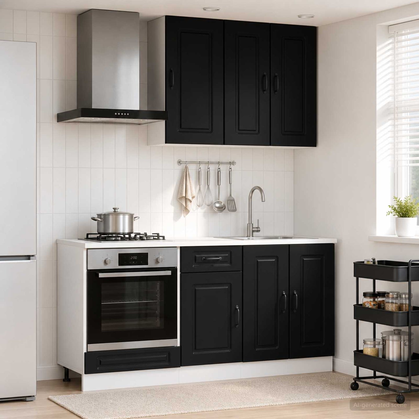 vidaXL Kitchen Unit KALMAR 5 pcs Black Engineered Wood