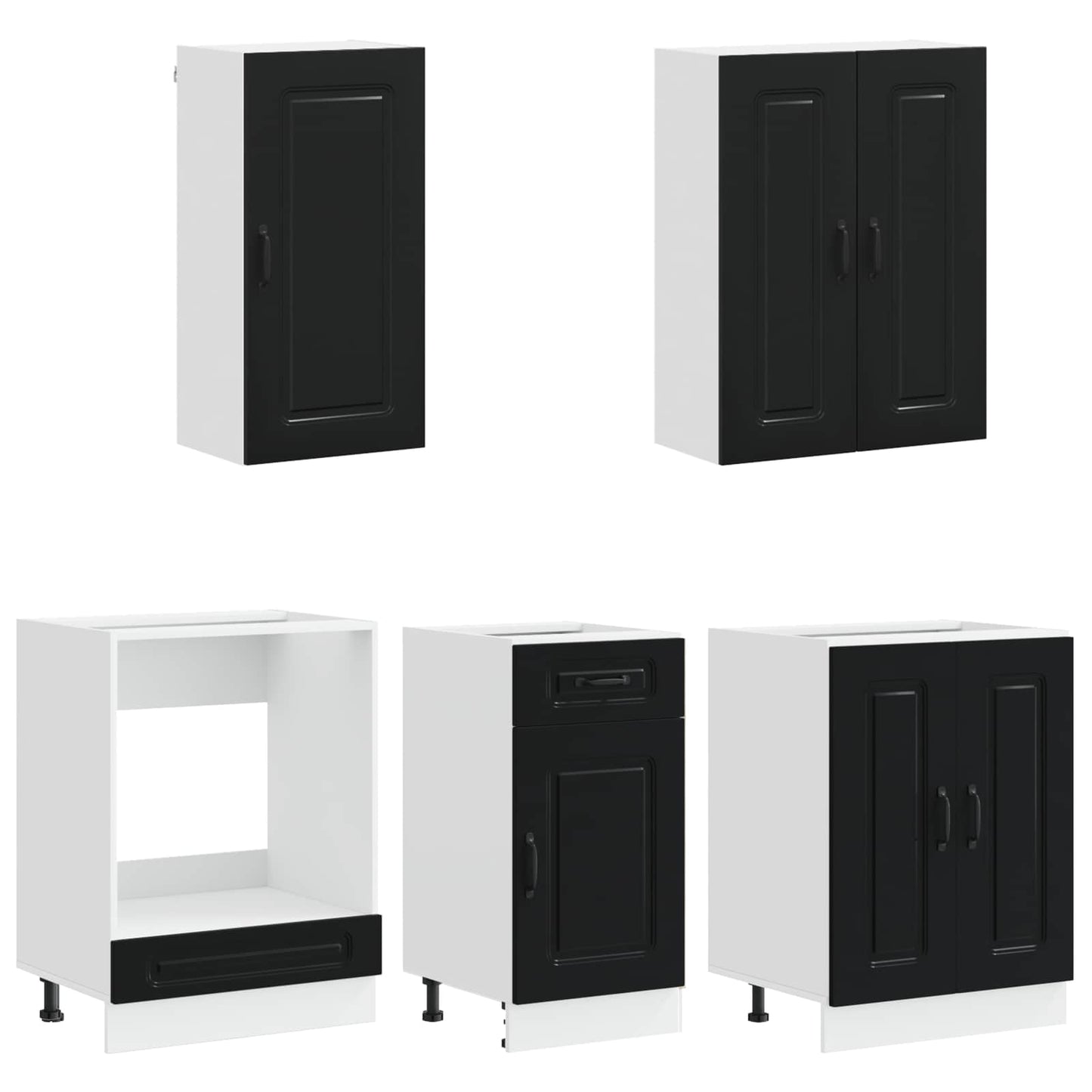 vidaXL Kitchen Unit KALMAR 5 pcs Black Engineered Wood