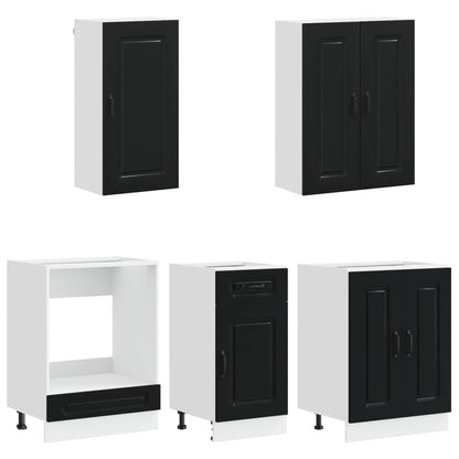 vidaXL Kitchen Unit KALMAR 5 pcs Black Engineered Wood