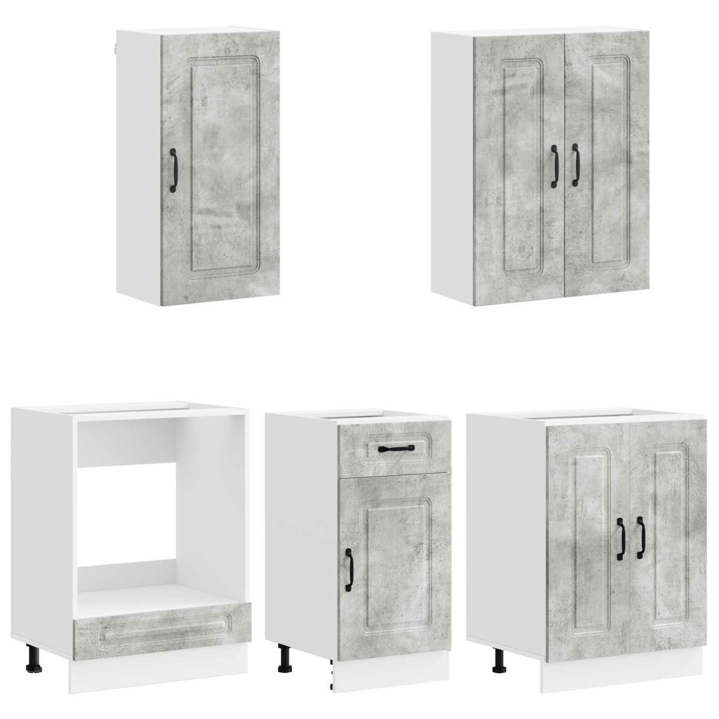 vidaXL Kitchen Unit KALMAR 5 pcs Concrete Grey Engineered Wood