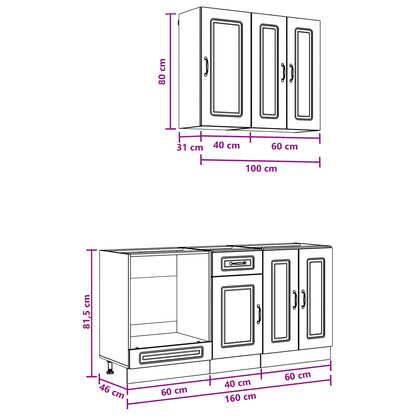 vidaXL Kitchen Unit KALMAR 5 pcs Concrete Grey Engineered Wood