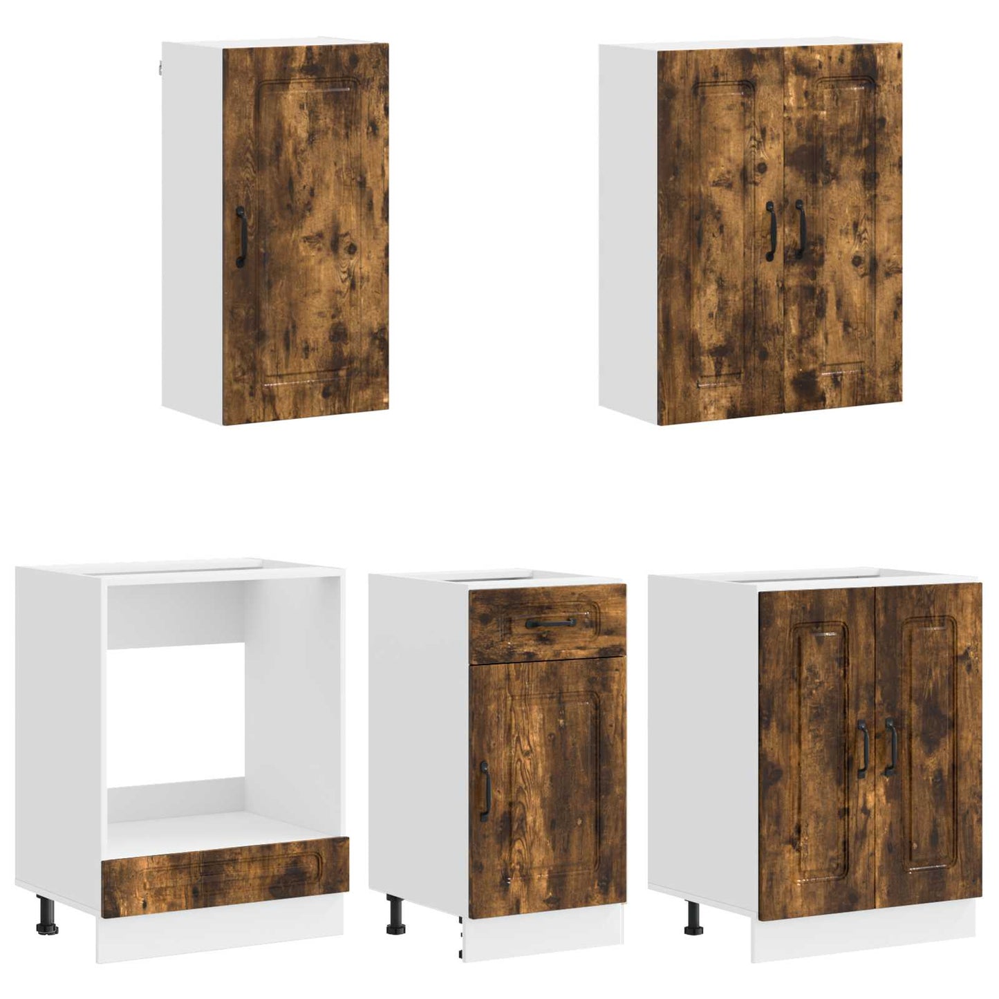 vidaXL Kitchen Unit KALMAR 5 pcs Smoked Oak Engineered Wood