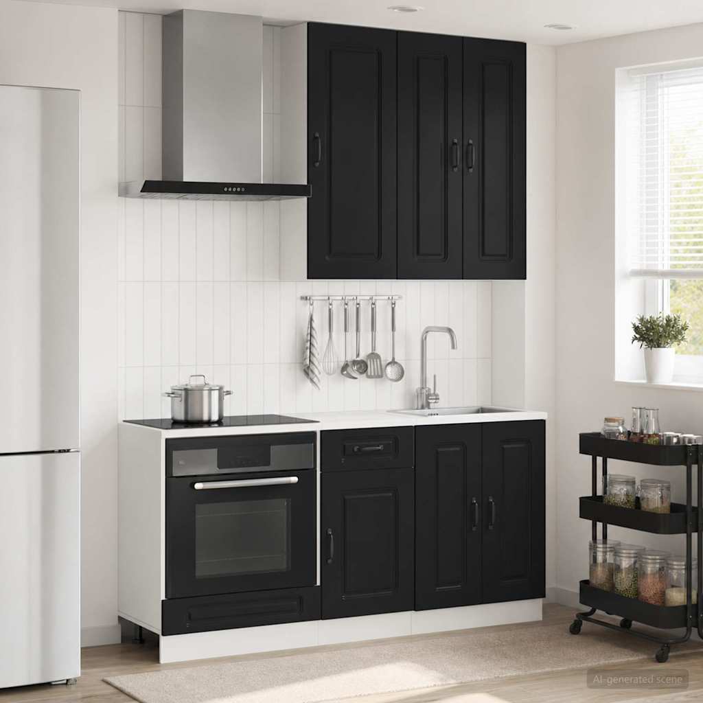vidaXL Kitchen Unit KALMAR 5 pcs Black Engineered Wood