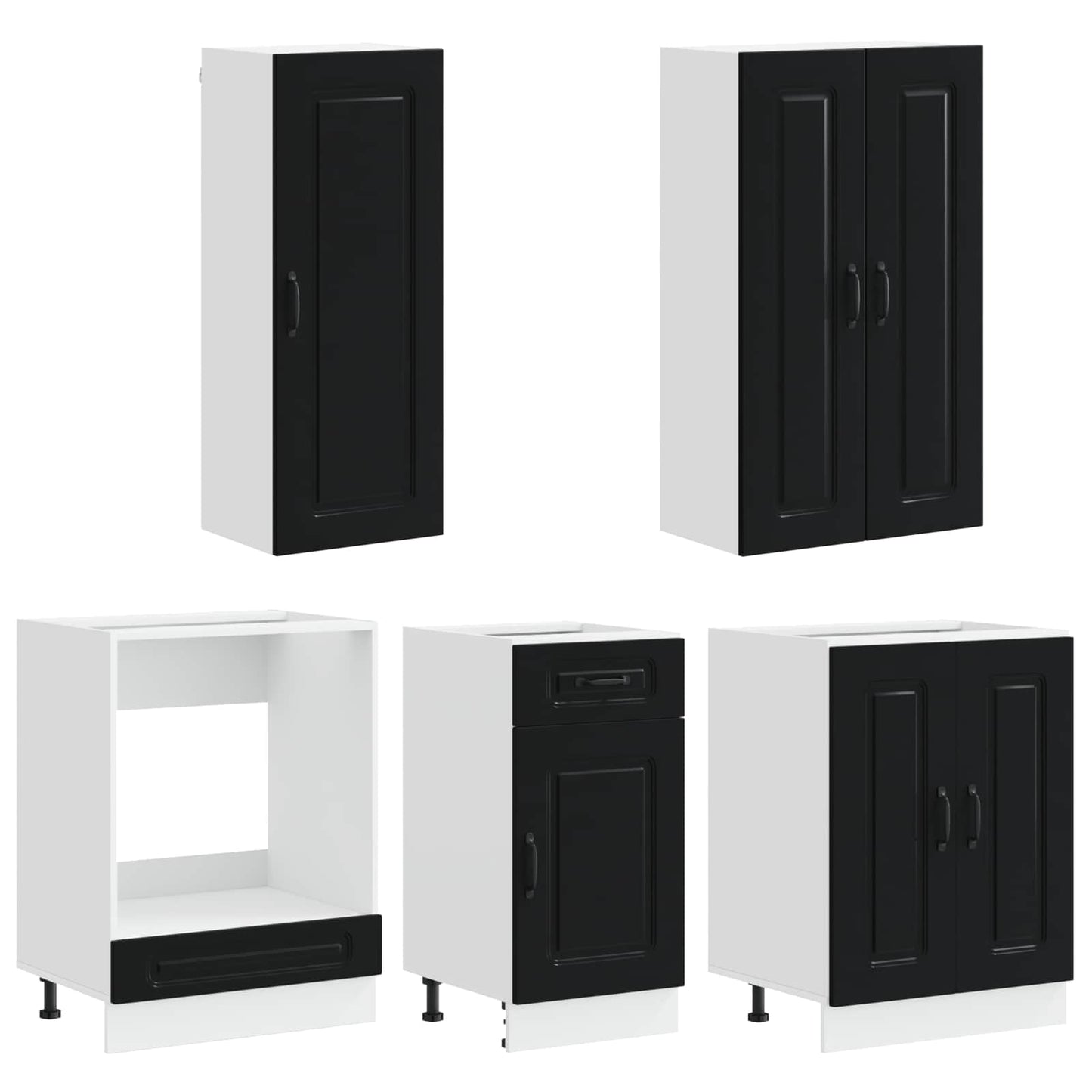 vidaXL Kitchen Unit KALMAR 5 pcs Black Engineered Wood