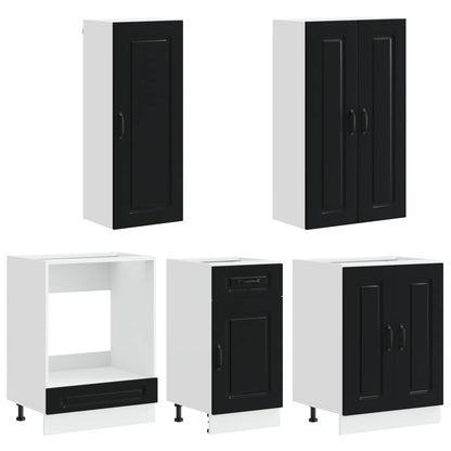 vidaXL Kitchen Unit KALMAR 5 pcs Black Engineered Wood