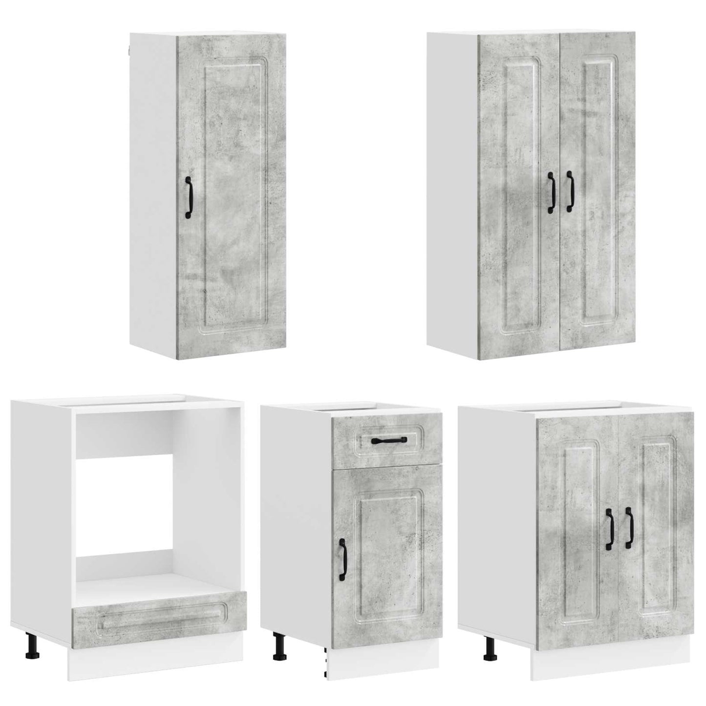 vidaXL Kitchen Unit KALMAR 5 pcs Concrete Grey Engineered Wood